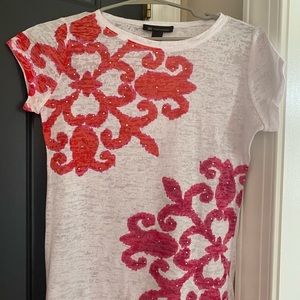 INC women’s white, orange, pink top size medium